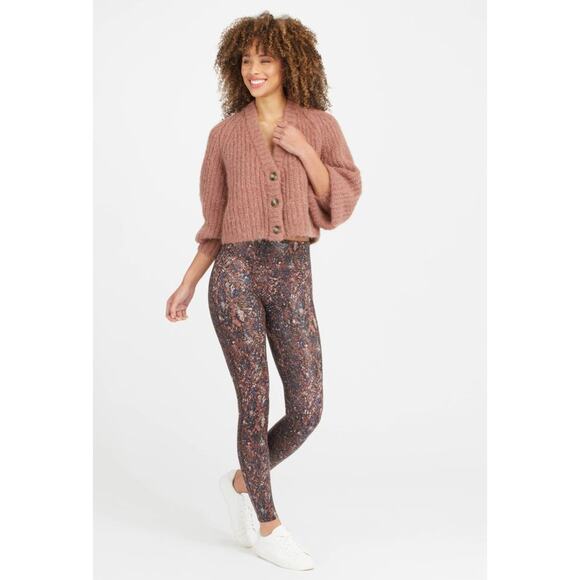 SPANX NWT Faux Leather Snake Shine Legging in Mocha Snake // XS - Picture 1 of 14
